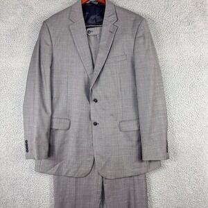 Jos A Bank Suit‎ Mens 46L Gray Wool Tailored Fit Traveler's Collection 2 Piece